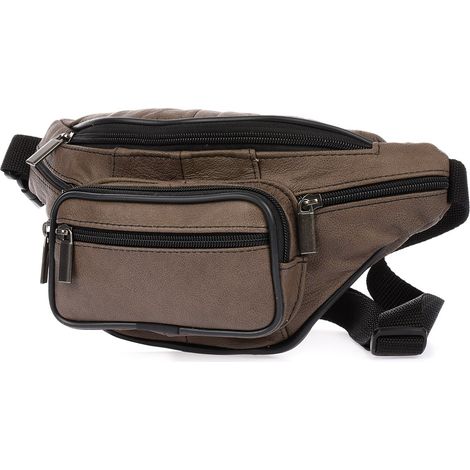 Geräumige Gürteltasche aus braunem Leder, Beltimore I54 (1/4)