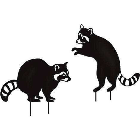 Waschbär-Kombination, Garteneinsatz aus Metall, kreativer und zarter Einsatz, Gartendekorationshandwerk