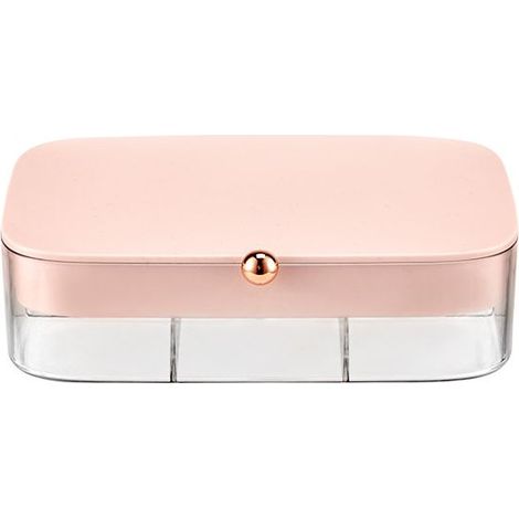 1 boîte de rangement pour bijoux, transparente, 18 x 14 x 5,3 cm, rose, pour boucles d'oreilles et accessoires (1/5)