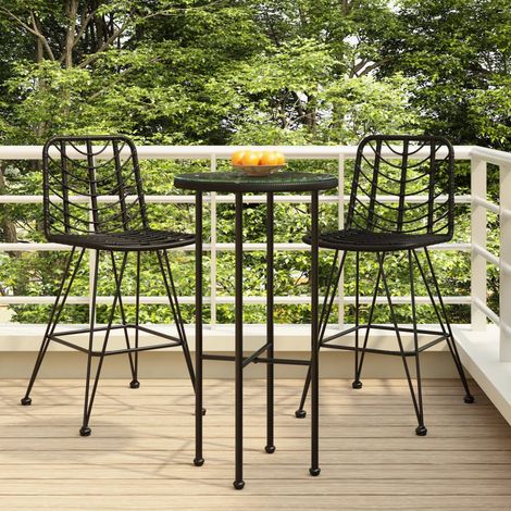 Lot de 2 Tabourets de bar,Chaises hautes de bar Noir 45x56x103,5 cm Résine tressée acier -49837 (1/5)