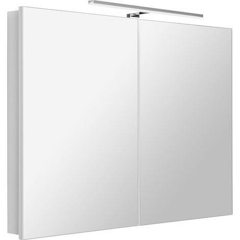 Sapho Greta - Armoire miroir avec éclairage LED 101x70x14 cm, 2 portes, blanc mat GR100-0031 (1/2)