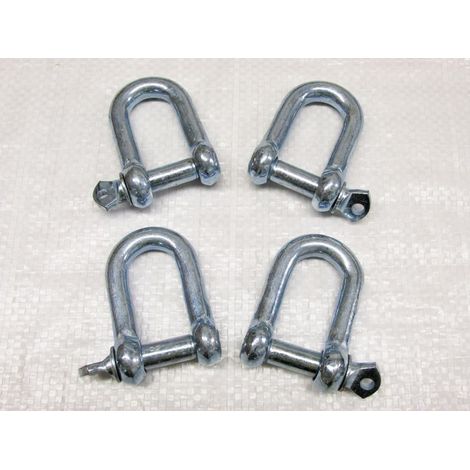 x4 12MM Galvanised Commercial Dee Shackles - Chain Connector Caravan Tether (1/2)