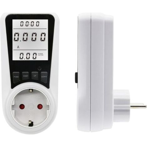 Compteur de consommation d\\'énergie Ulisem, compteur de coûts d\\'électricité, wattmètre, compteur de consommation d\\'énergie avec grand écran LCD rétroéclairé, protection contre les surcharges 3680