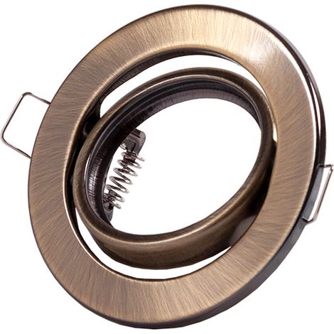 Aro Foco Downlight Circular Basculante "Vepa" Acero 90mm - Latonado (1/3)