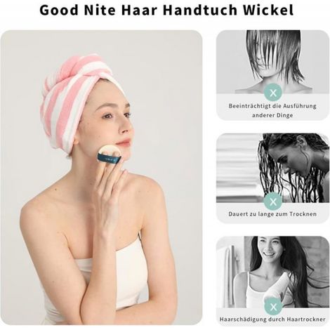 Lot de 3 Serviettes Turban Super absorbantes à séchage Rapide avec Boutons en Microfibre pour Serviettes pour Femmes et Filles - fy (1/5)