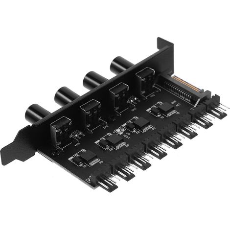 Contrôleur de Ventilateur PC Alimentation et Répartiteur, Régulateur de Vitesse Variable pour Ventilateurs 3pin/4pin, Adapté pour Camping et Refroidissement Silencieux (1/5)