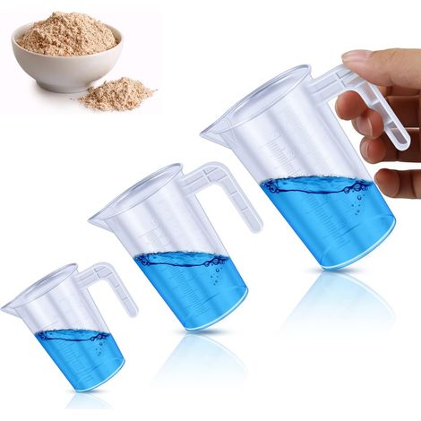 3 Pcs Verres Doseurs 50+100+250ml, Mesureur Plastique Cuisine, Gobelet Transparent pour Croquettes Chien, Doseur Lessive Liquide, Carafes Mesurer (1/5)