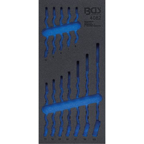 Bgs Technic – Insert de servante vide 1/3 – Jeu de 12 clés mixtes 6 à 22 mm – Insert en mousse robuste pour rangement – Dimensions 189 x 408 x 32 mm