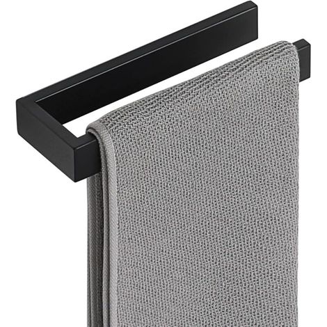Porte Serviette Salle de Bain sans Perçage, Adhesif Porte-Serviettes Murale à Coller, Design Moderne Noir Mat, SUS304 Acier Inoxydable, 20CM (1/5)