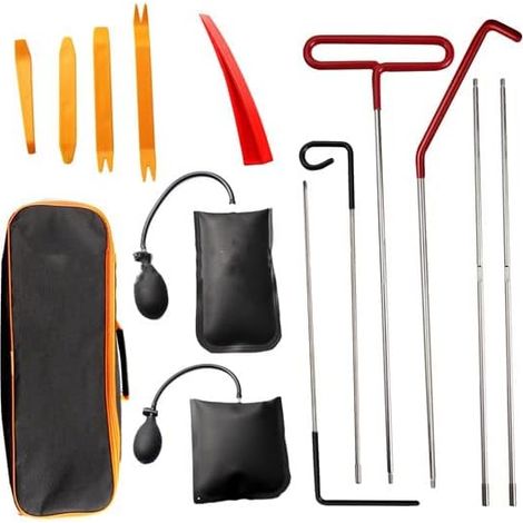 Kit di 14 strumenti per l'apertura di emergenza della portiera dell'auto, pompa per sacchi a cuneo d'aria, sacca portaoggetti per cunei d'aria a lunga distanza, strumenti per la rimozione delle finitu
