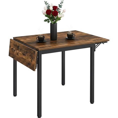 Relaxdays Esstisch klappbar, 2-4 Personen, HBT 76x120x78 cm, platzsparender Klapptisch, Küche, MDF, Eisen, braun/schwarz