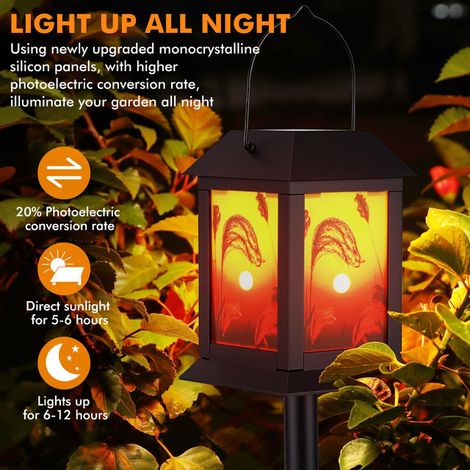 Lanterne Solaire Extérieure Étanche IP54 Lot de 2 Lampes Solaires de Jardin à Suspendre et à Planter Éclairage Décoratif pour Allée Cour Terrasse