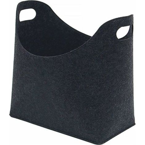 Cesta de almacenamiento plegable de fieltro para leña, bolsa para troncos, transportador de leña, revistero (1/4)