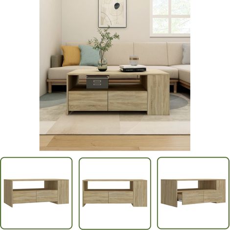 The Living Store Couchtisch Sonoma-Eiche 102x55x42 cm Holzwerkstoff - Couchtisch - Wohnzimmertisch - Esszimmertisch - Holzmöbel - Holzwerkstoff (1/5)