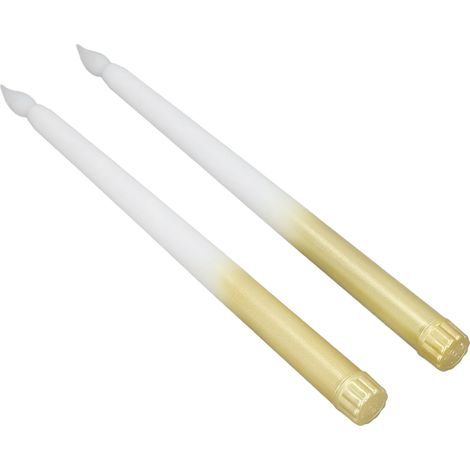 Bougies coniques LED, à piles, sans flamme, pour fêtes, mariages, anniversaires, soirées, demi-brume, dorées (1/5)