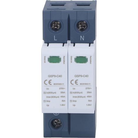 Dispositif de protection contre les surtensions 40KA 2P 275V AC PC Protection de tension parafoudre protecteur (1/5)