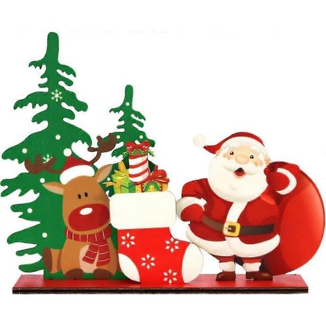 Décorations de table de Noël, panneaux en bois décoratifs, centre de table pour les fêtes de Noël (Père Noël) (1/5)