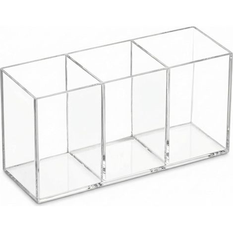 Schreibtisch-Organizer aus Acryl – 3 Fächer – Transparentes Design – Aufbewahrung für Stifte und Make-up – Für Büro und Badezimmer – 18 x 6,5 x 9 cm (1/5)