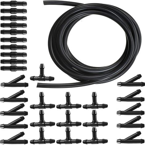 5 m Windscreen Wiper Hose Kit, Washer Liquid Hose, Flexible Hose, Wiper Nozzle, Mist Washing Machine, Spray Hose+30 Piece Hose Connector (1/5)