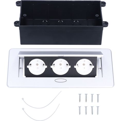 Prise électrique encastrée pour sol, boîtier escamotable lent à 3 prises 250V 16A, kit de sortie de table (1/5)