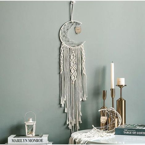 Dream Catcher - Macrame Tissé À La Main - Avec Guirlande Lumineuse LED - Décoration Murale En Coton Naturel - Pour Chambre Salon Nursery - 2 Pièces (1/5)