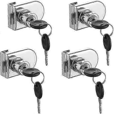 Lot de 4 serrures pour vitrines vitrées, serrures de sécurité avec clés (1/5)