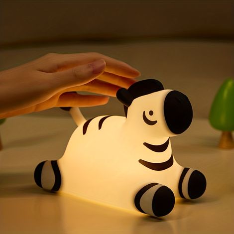Filiyano – lampe en silicone souple – Veilleuse pour enfants avec zèbre, lampe en silicone souple en forme de poney, lampe de chevet LED rechargeable (1/5)
