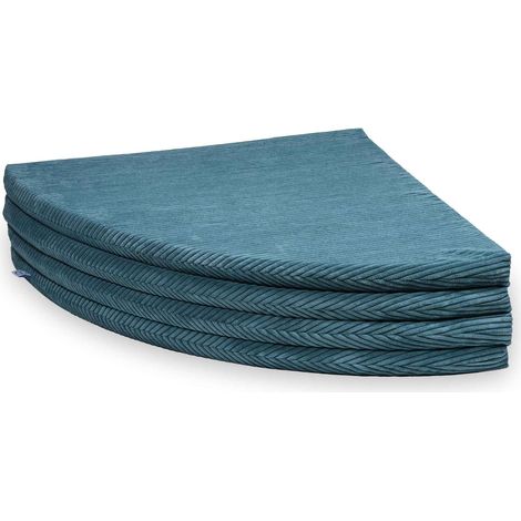 Tapis rond pliable, diamètre 160, velours côtelé bleu (1/5)