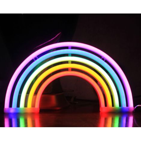 Lumières néon arc-en-ciel pour décoration murale, alimentées par USB ou à piles, pour chambre à coucher, chambre d'enfant, salon, bar, décoration de Noël (1/5)