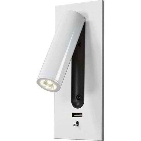Aplique de pared LED ajustable - Puerto de carga USB - Blanco - Ángulo de haz ajustable de 350° - 90° hacia arriba y hacia abajo (1/4)