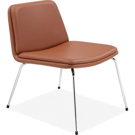 Heine-Chaise longue avec pieds en métal de couleur PU cognac (1/5)