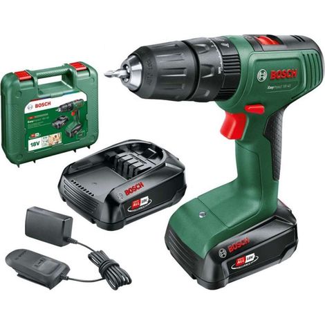 Bosch – Perceuse à percussion sans fil 18V avec 2 batteries 1,5Ah – Mandrin 13mm – Couple 40Nm – Pour bois, métal et maçonnerie – 6039D8102