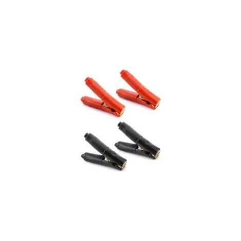 4 pinzas de cocodrilo de cobre puro de 100 A, pinzas de arranque para cargador de batería, arrancador rápido para coche, camión, automóvil (2 negras, 2 rojas) - Crezuo