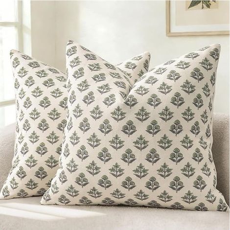 GDHZS- Housse de Coussin Design Botanique Vintage Moderne 45x45 Lot de 6 Housses de Coussin Fleurs Coussin de Canapé Coussin Décoratif pour Canapé Vert Sauge (1/5)