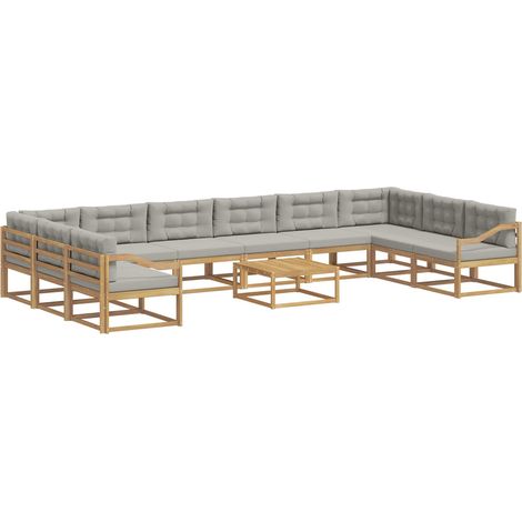 Set di divani da esterno 11 pz 10-Posti Bianco e Grigio Chiaro vidaXL (1/5)
