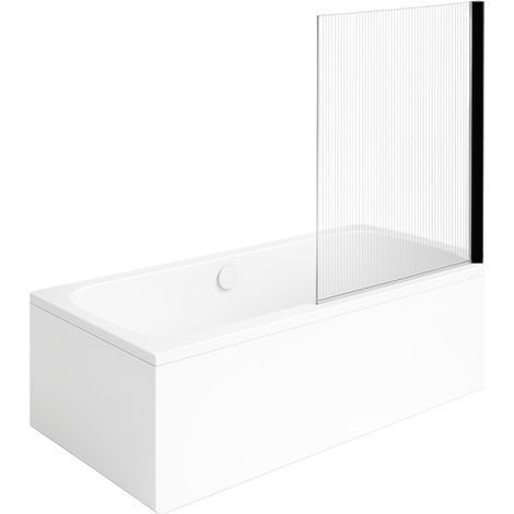 Baignoire droite VILLEROY & BOCH Architectura 150 x 70 cm Blanc + Pare bain droite AURYS Raywall Noir mat