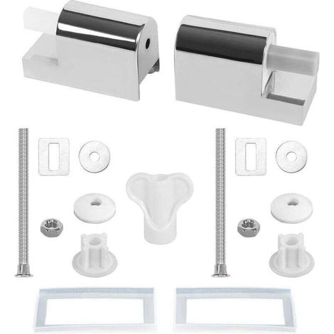 Fixation Abattant WC, Lot de 2 Charniere Abattant WC Charnières Universelles pour Siège de Toilette, Charnières De Siège De Toilette à Fermeture Douce Kit Fixations Remplacement