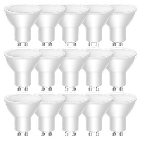 QAZQA GU10 LED Bulbs, 40W Halogen Spotlight Bulb Equivalent, 5W 400lm Energy Saving Light Bulbs, Cool White 6000K, 120° Beam Angle, Pack of 15
