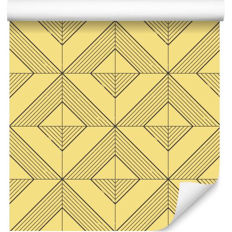Geometrische Rautentapete in Gelb und Creme, cremefarbener Hintergrund, 50 x 1000 cm (1/5)