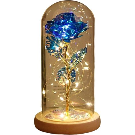 1 Rose éternelle sous dôme en verre, lumière LED, fil de cuivre, décoration intérieure, cadeau Saint-Valentin (1/5)