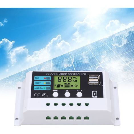 Contrôleur solaire pour batterie lithium-ion au plomb-acide blanc avec écran LCD, adaptatif 12V/24V 20A. (1/5)