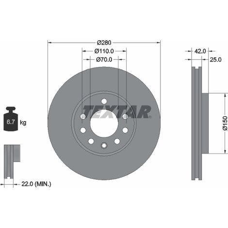 Lot de 2 Disques de frein Textar 92091903 CHEVROLET 569060 569066 90539466