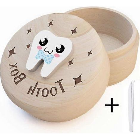 Boîte à dents de la fée, boîte en bois sculptée en 3D, boîte pour ranger les dents de lait perdues Boîte souvenir pour garçons et filles (1/5)