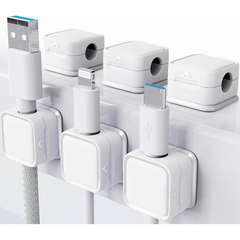 Set di 3 fermacavi magnetici, gestione dei cavi sotto la scrivania, organizer per cavi autoadesivo per casa o ufficio - AquaForge (1/5)