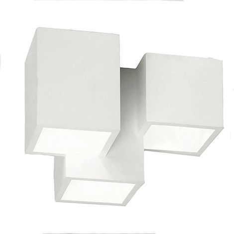 Lampada in gesso da soffitto a 3 cubi lampadario verniciabile supporto per faretti gu10 (1/4)