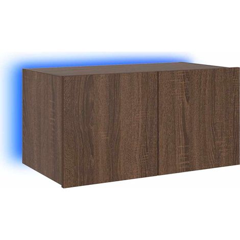 Wand-TV-Regal mit LED-Lichtern Eichenholz braun 60x35x31 cm
