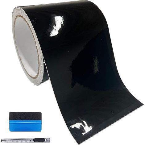 Kit of Gloss Black Vinyl Film, Bubble-Free Adhesive, for Car Window and Door Trim (1/5)