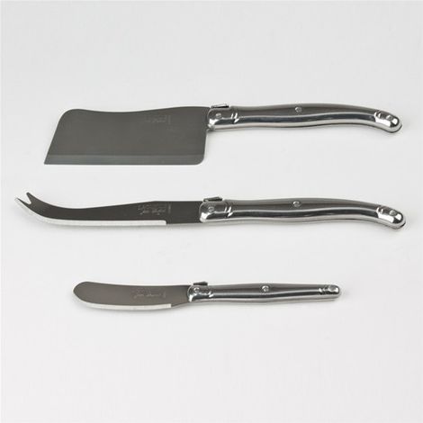 Coffret de 3 couteaux à fromage Laguiole JEAN DUBOST tout inox gris argenté (1/2)