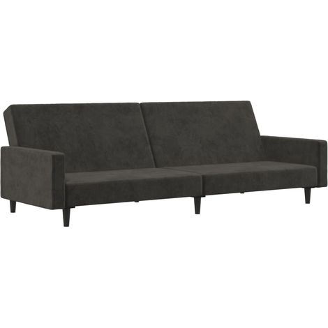 Canapé  Sofa-lit à 2 places gris foncé velours (1/5)