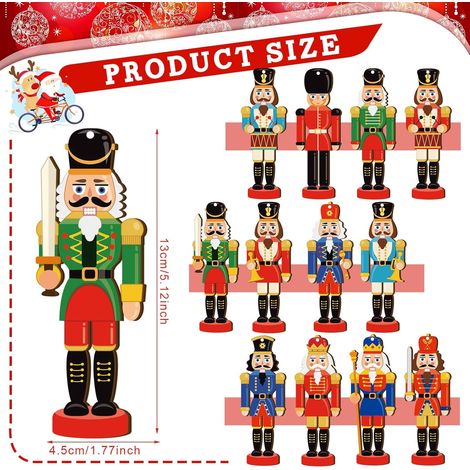Ornement En Bois - Figurine Casse-Noix Miniature Pour Arbre De Noël - 36 Pièces - Dimensions 13 X 4,5 X 0,1 Cm (1/5)